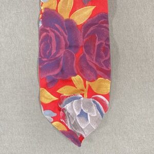 Floral‎ Abstract Neck Tie Made In USA Floral Colorful Vibrant Cotton 90s 80s 3"